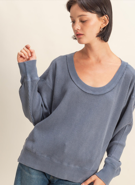 Scoop Neck Waffle Top (5 Colors)