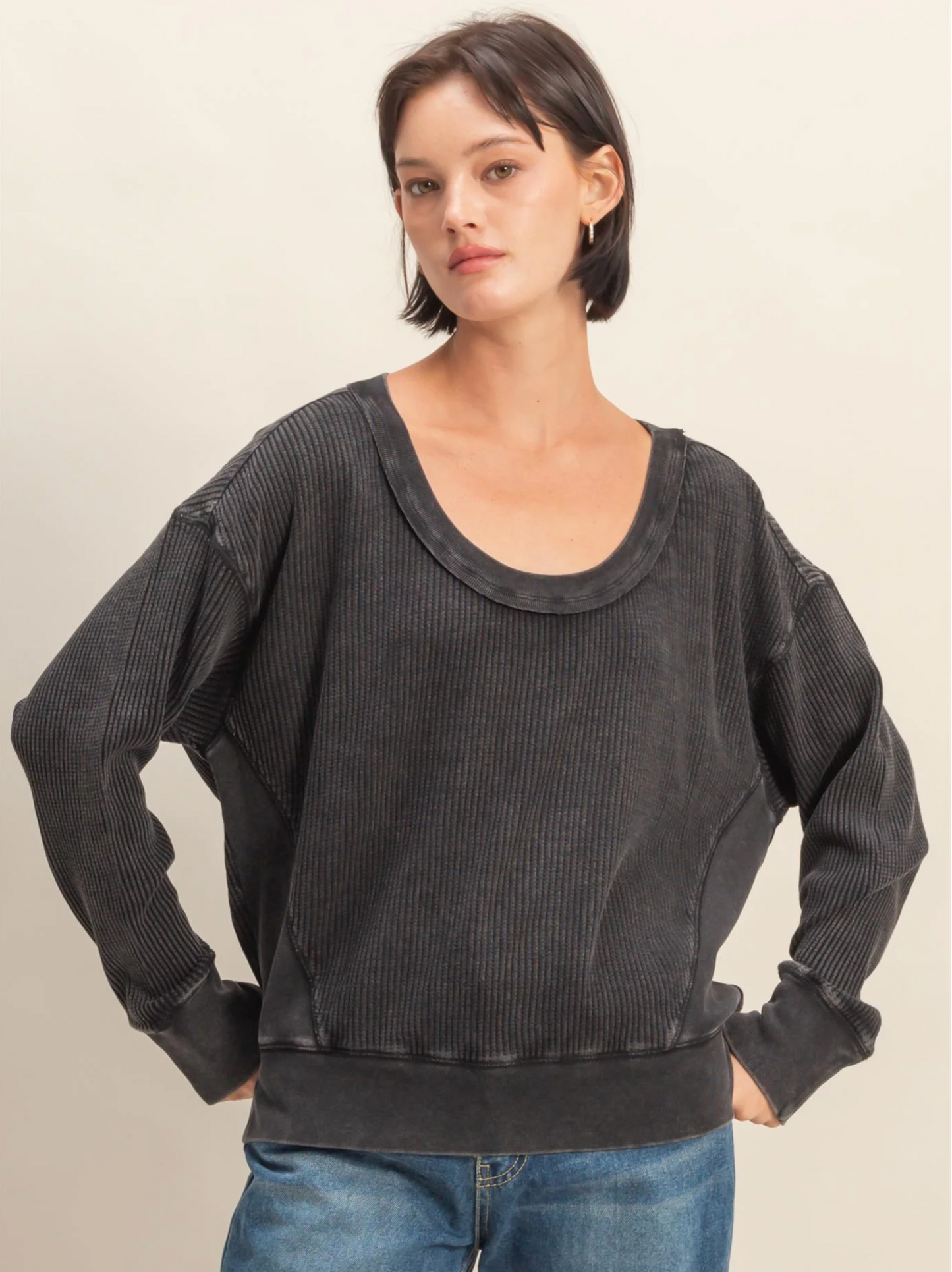 Scoop Neck Waffle Top (5 Colors)