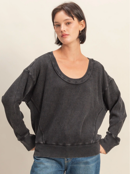 Scoop Neck Waffle Top (5 Colors)