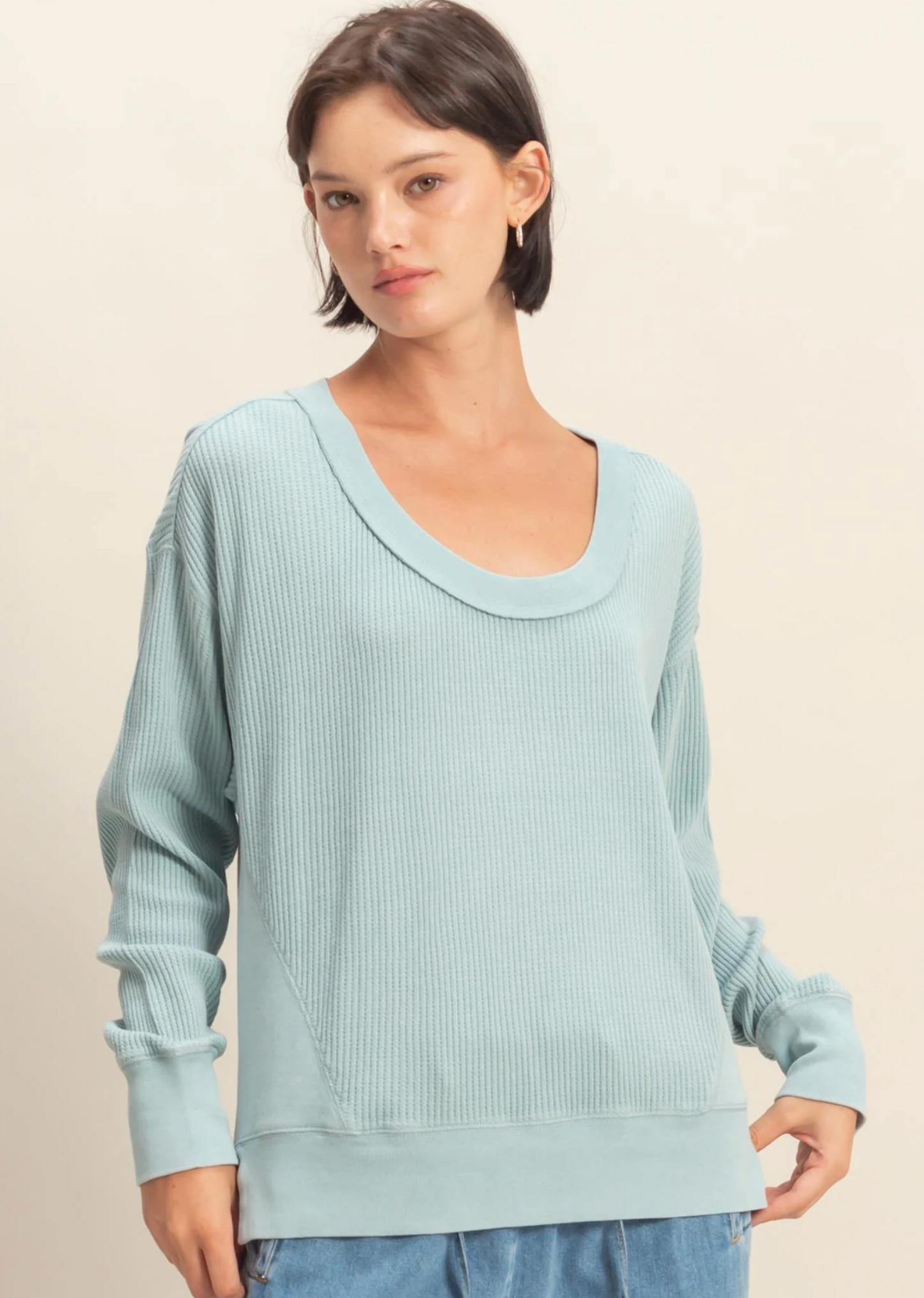Scoop Neck Waffle Top (5 Colors)