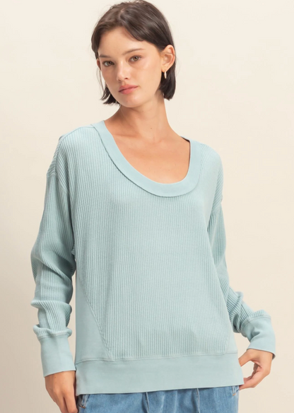 Scoop Neck Waffle Top (5 Colors)