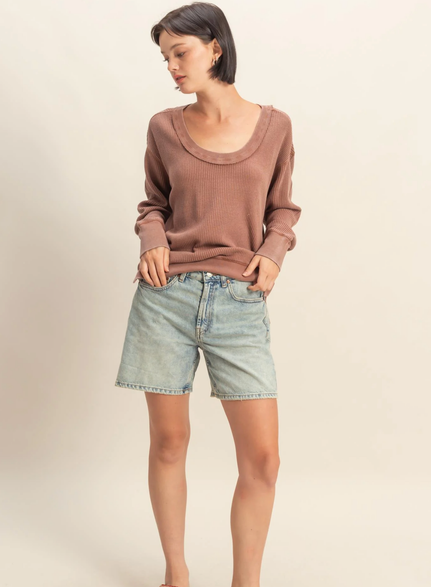 Scoop Neck Waffle Top (5 Colors)