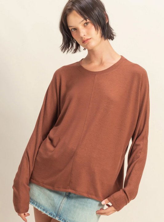 Center Seam Long Sleeve Top (6 Colors)