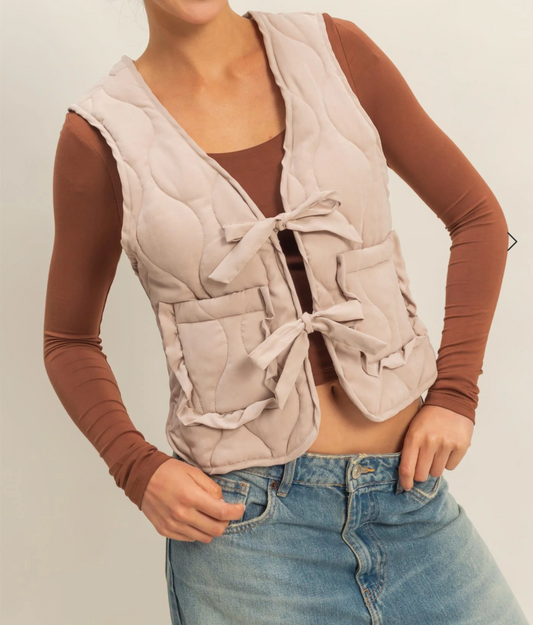 Quilted Tie Front Vest (6 Colors)
