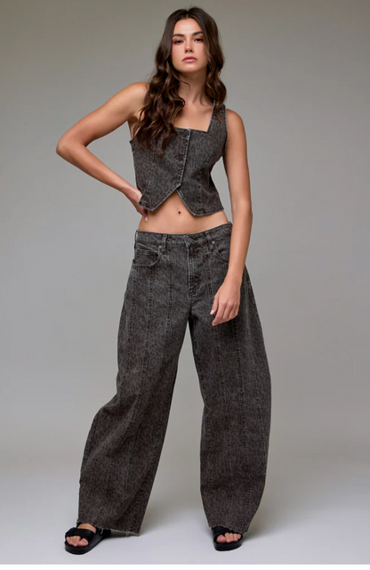 Sammie Cheetah Seamed Barrel Jeans