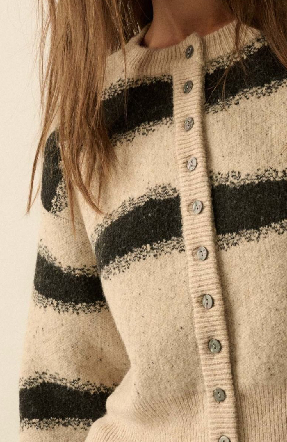 Stripe Jacquard Knit Cardigan