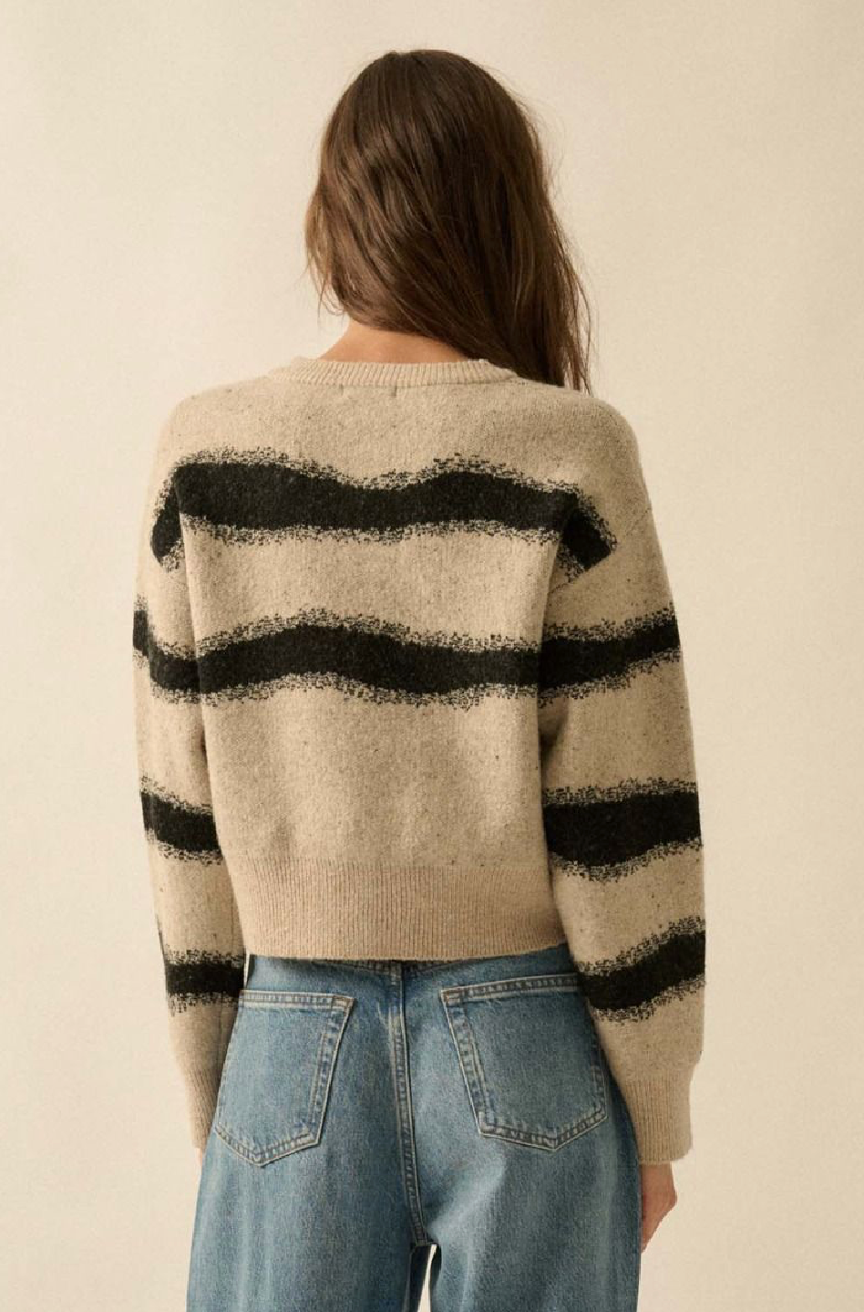 Stripe Jacquard Knit Cardigan