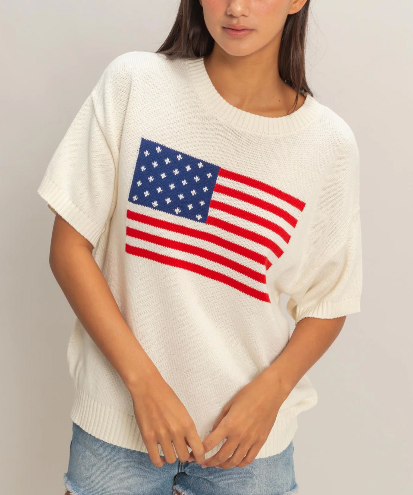 American Flag Knit Top