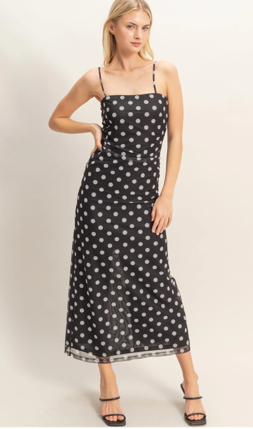 Jade Polka Dot Midi Dress*