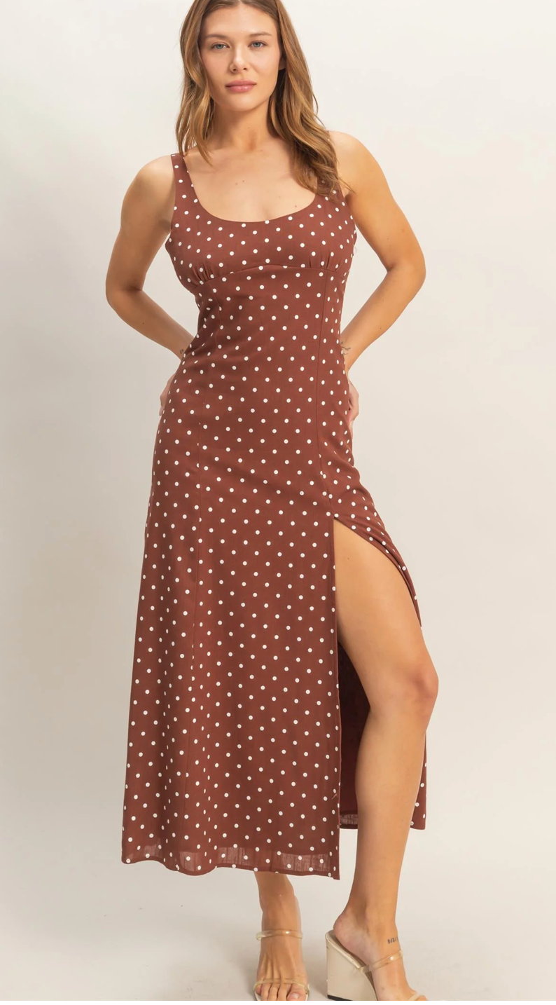Jayln Polka Dot Midi Dress