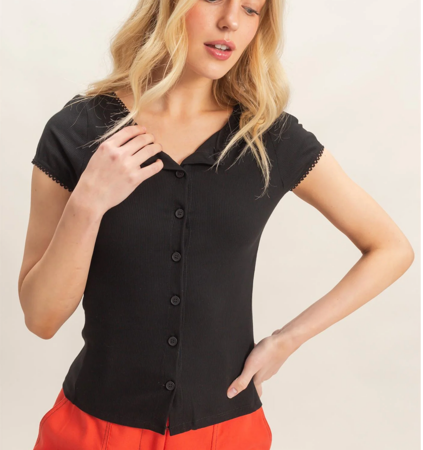 Jessica Button Front Top (Five Colors) *