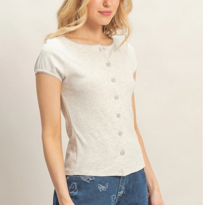 Jessica Button Front Top (Five Colors) *