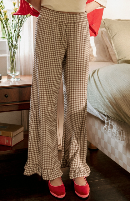 Crinkled Gingham Pant (Two Colors)