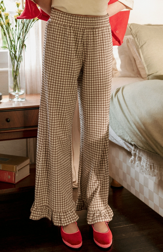Crinkled Gingham Pant (Two Colors)