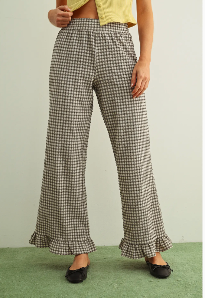 Crinkled Gingham Pant (Two Colors)