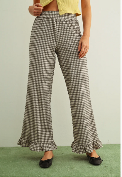 Crinkled Gingham Pant (Two Colors)