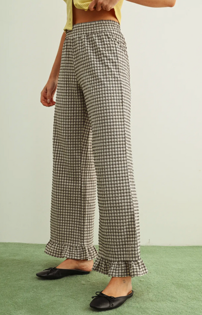 Crinkled Gingham Pant (Two Colors)