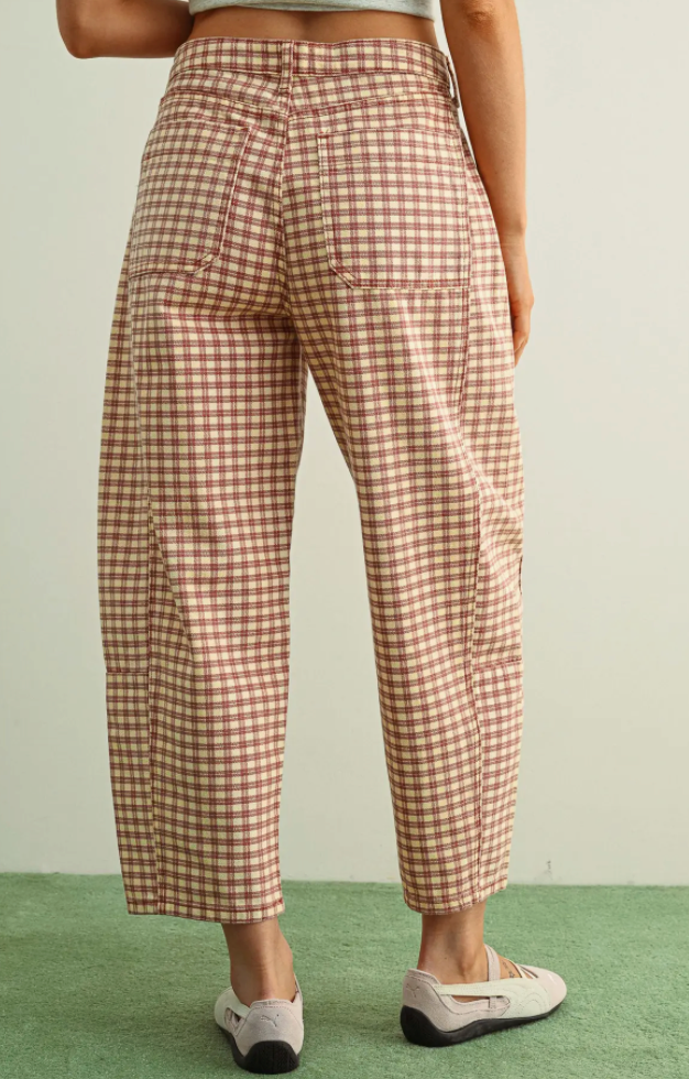 Gingham Barrel Pants
