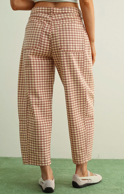 Gingham Barrel Pants