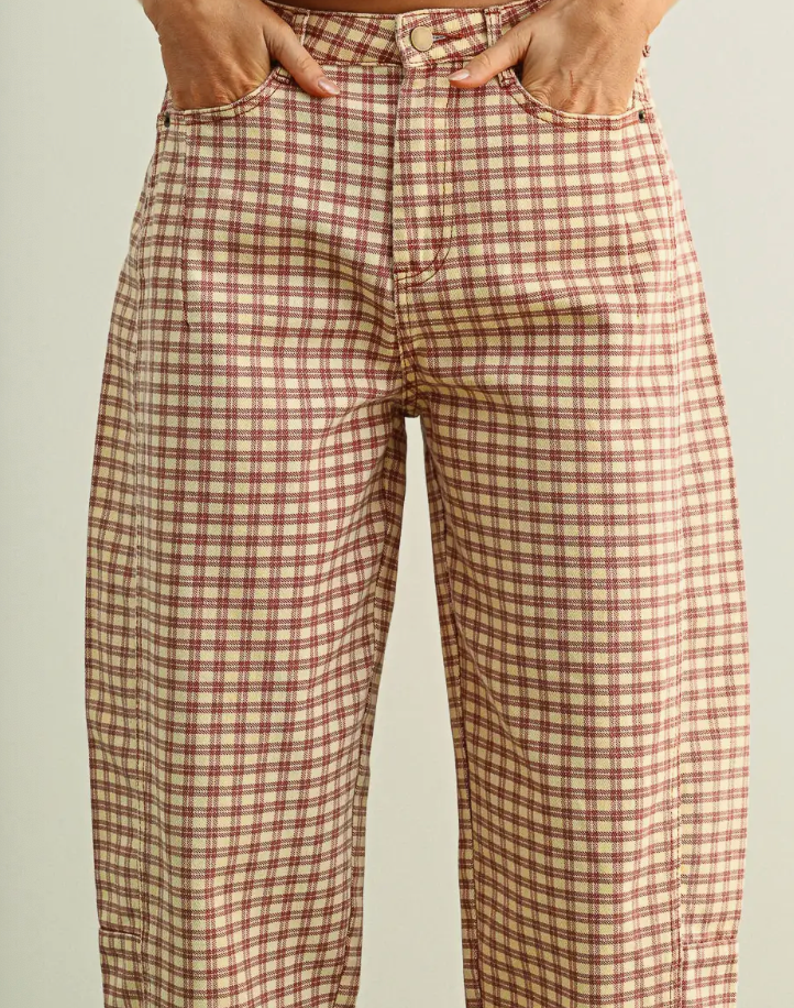 Gingham Barrel Pants