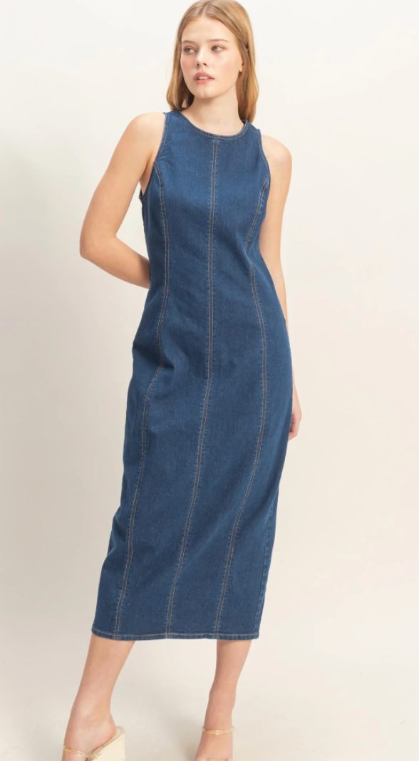 Danielle Denim Midi Dress (Two Colors)*