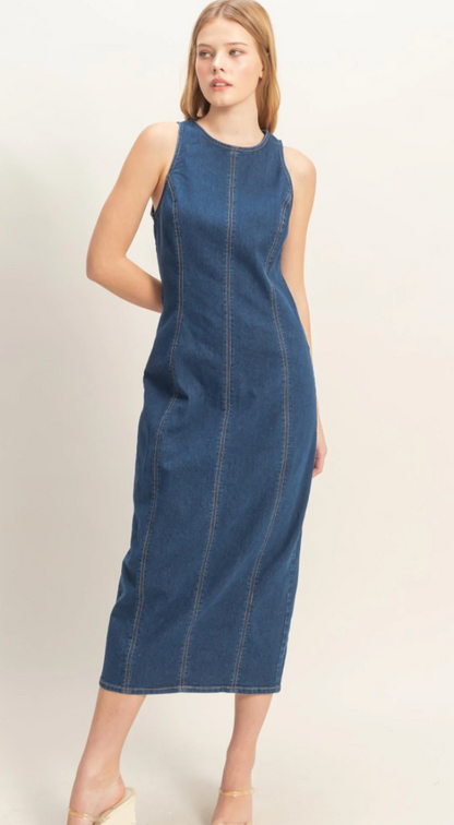 Danielle Denim Midi Dress (Two Colors)*