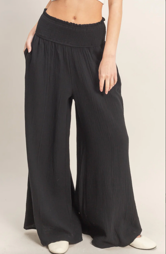 Lindsey Smocked Waist Leg Pant (Three Colors)*