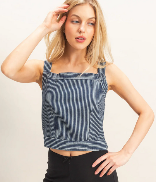Madge Denim Tie Back Top