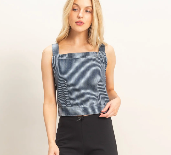 Madge Denim Tie Back Top