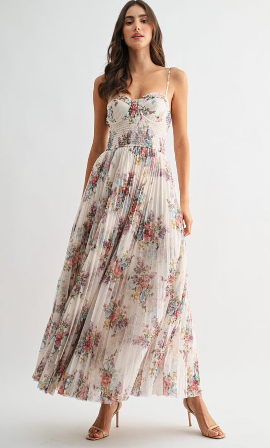 Lucy Pleated Tulle Maxi Dress