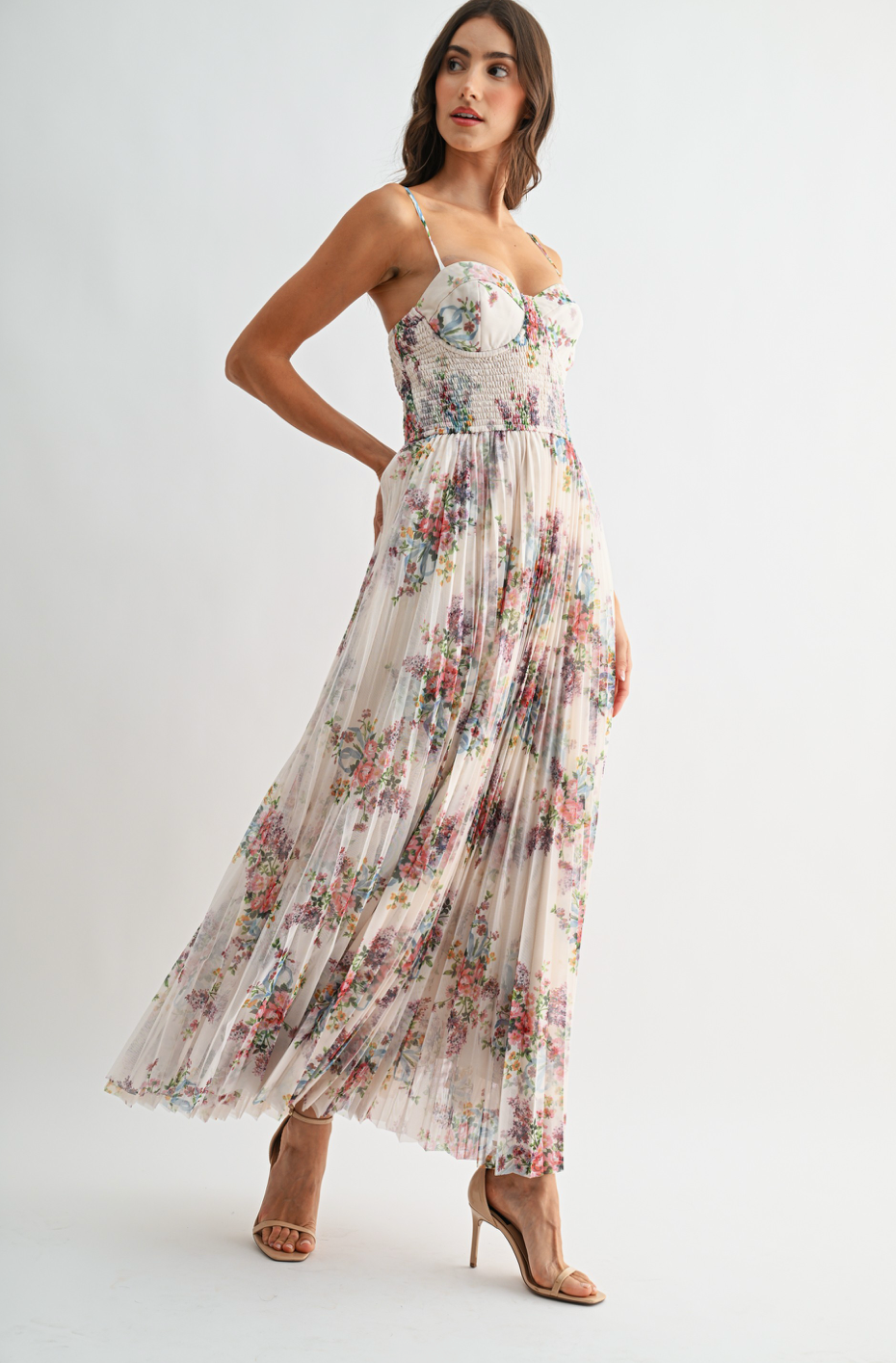 Lucy Pleated Tulle Maxi Dress