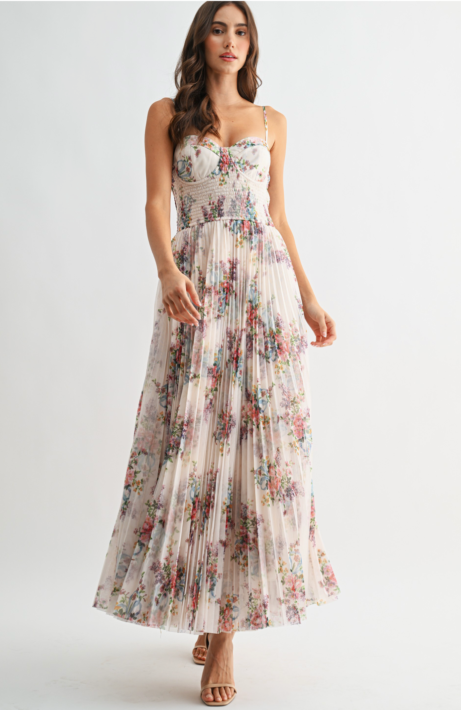 Lucy Pleated Tulle Maxi Dress