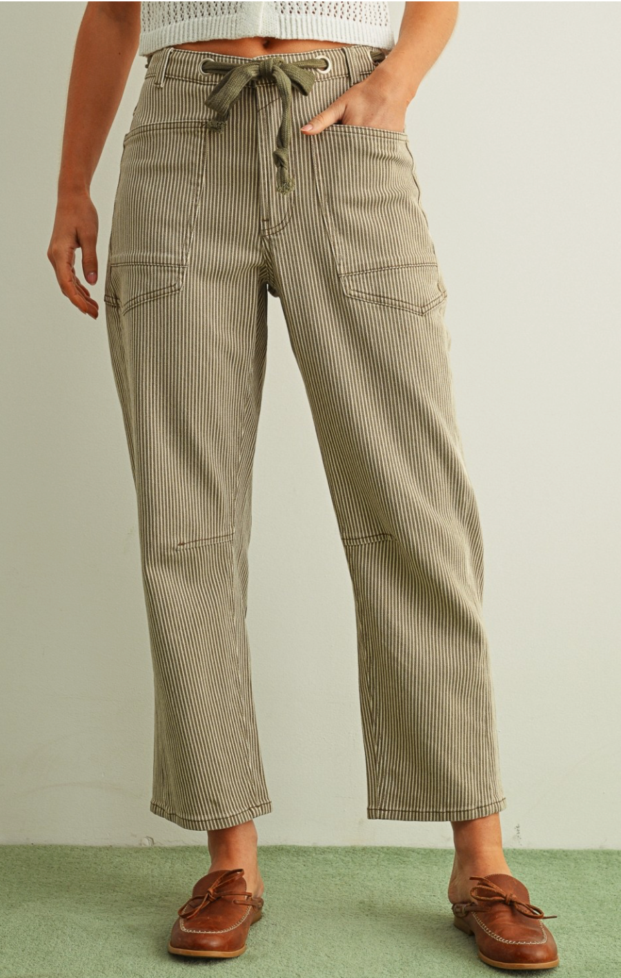 Stacey Striped Barrel Pant