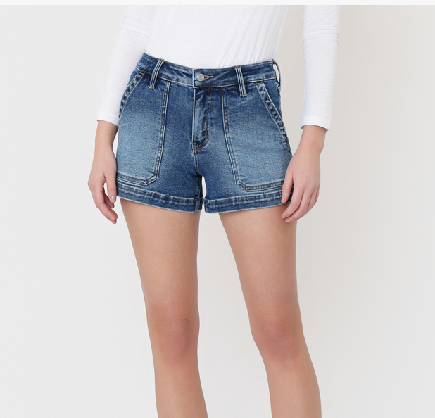 River High Rise Patch Pocket Denim Short