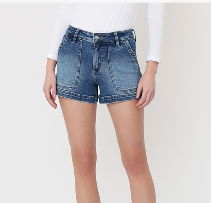 River High Rise Patch Pocket Denim Short