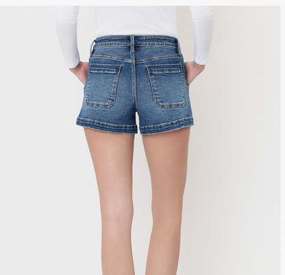 River High Rise Patch Pocket Denim Short
