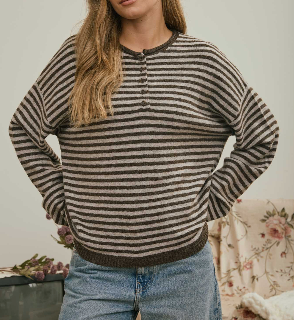 Millie Henley Stripe Sweater (Three Colors)