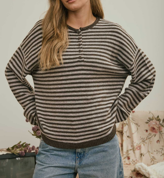 Millie Henley Stripe Sweater (Three Colors)