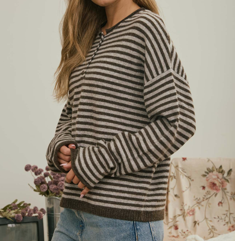 Millie Henley Stripe Sweater (Three Colors)