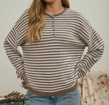 Millie Henley Stripe Sweater (Three Colors)