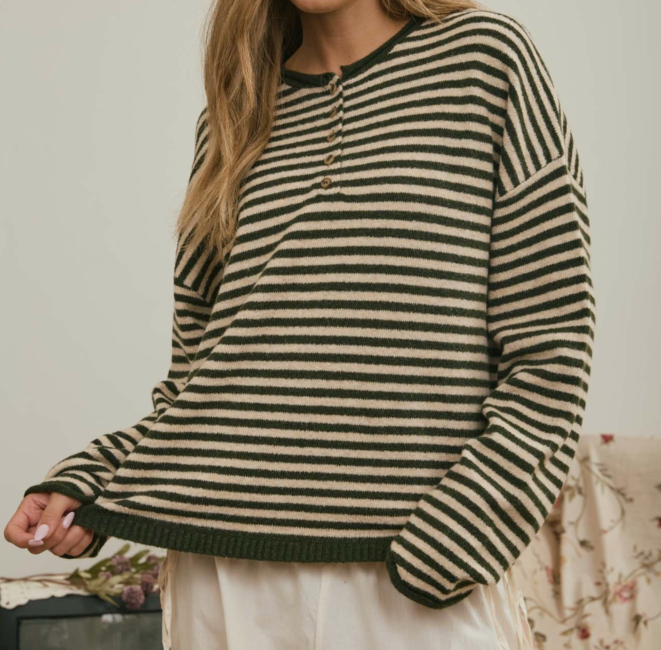 Millie Henley Stripe Sweater (Three Colors)