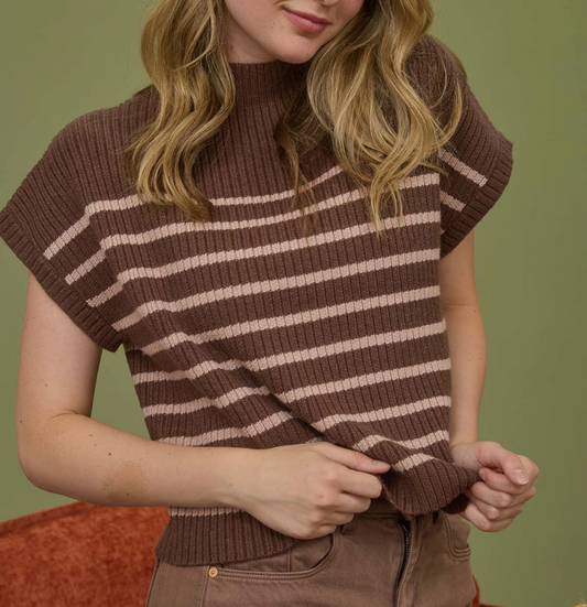 Nora Stripe Short Sleev Sweater