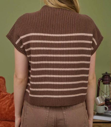 Nora Stripe Short Sleev Sweater
