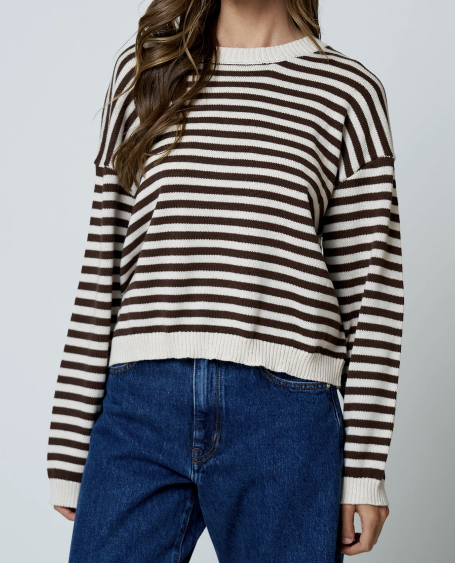 Natalie Stripe Button Back Sweater (Two colors)
