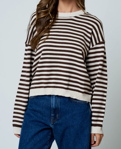 Natalie Stripe Button Back Sweater (Two colors)