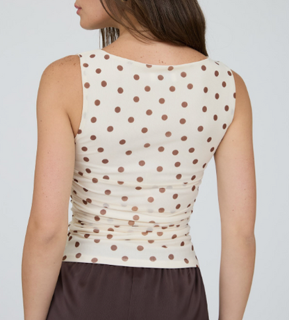 Madeline Polka Dot Mesh Knit Top