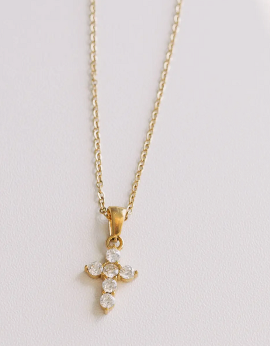 Leah Dainty Crystal Cross Necklace