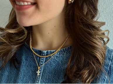 Leah Dainty Crystal Cross Necklace