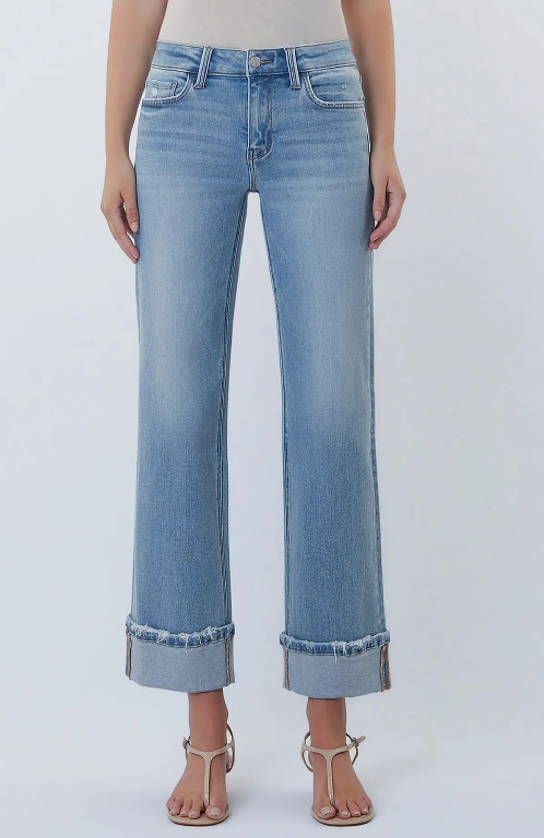Bella Mid Rise Cuffed Slim Wide Jean