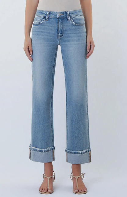 Bella Mid Rise Cuffed Slim Wide Jean